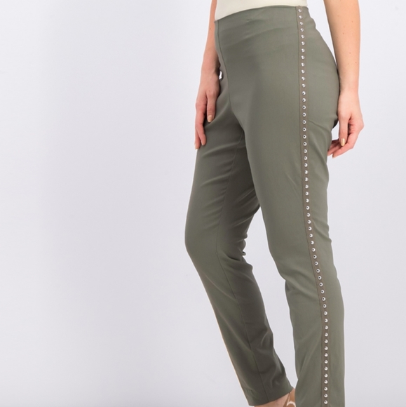 INC Studded Skinny Pull On Pants Olive Gray Beige - Picture 6 of 8